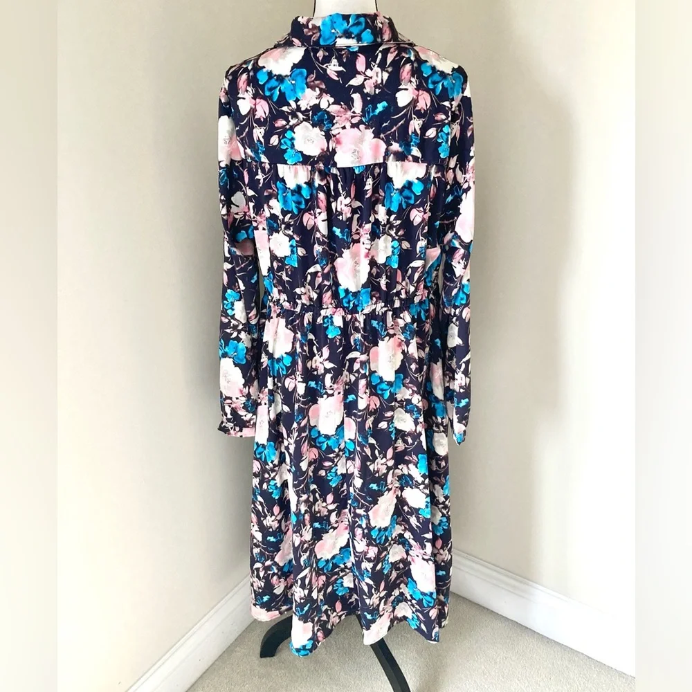 Torrid Midi Studio Crepe De Chine Long Sleeve Button Front Shirtdress Size 1X